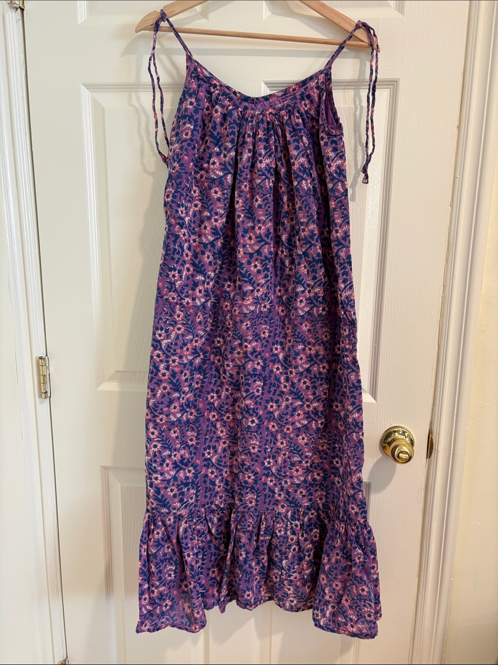 Emerson Fry Purple Floral Tie-Shoulder Maxi Dress